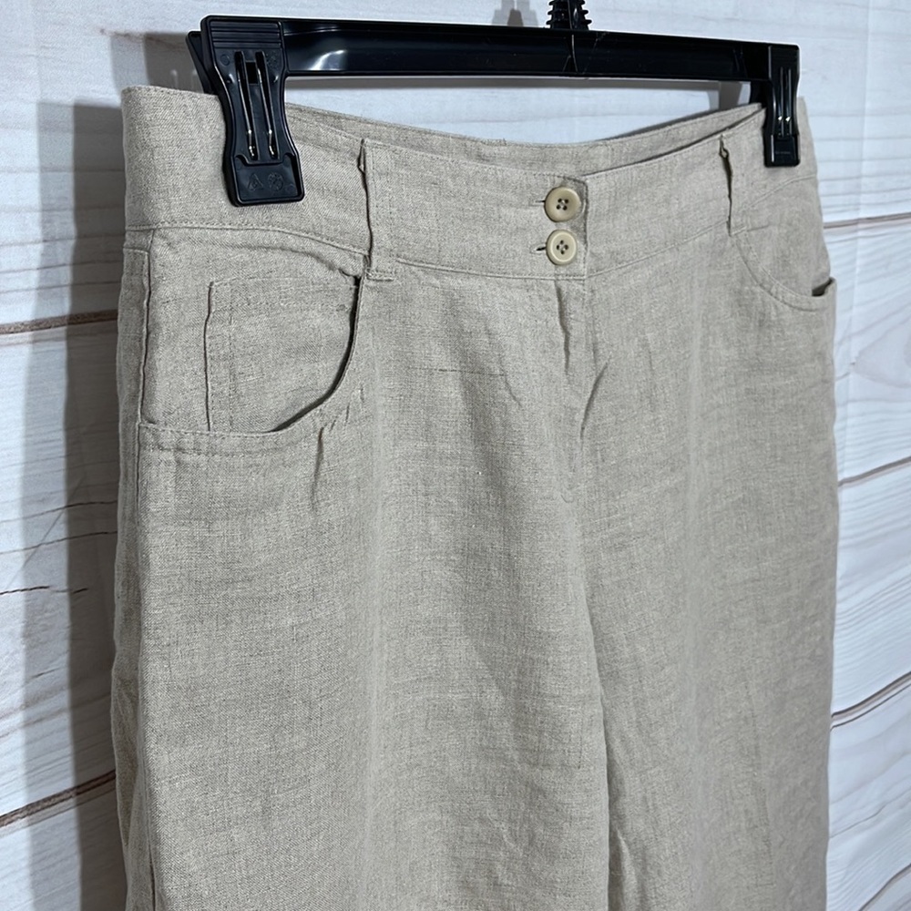 Eileen Fisher Linen Wide Leg Capri Pants Size Petite Medium - Picture 2 of 7